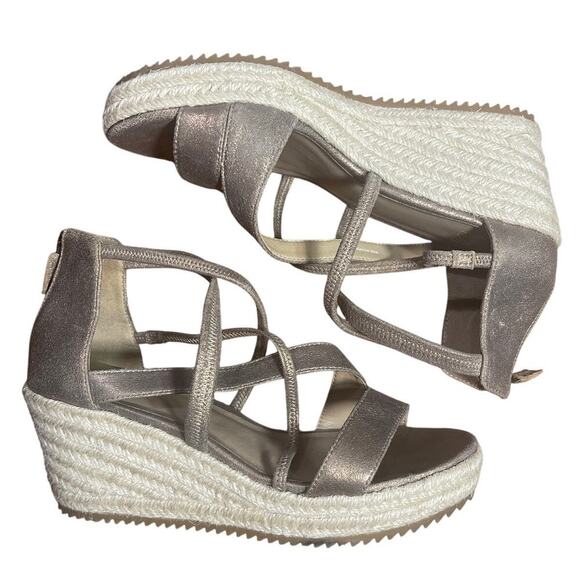 Eileen Fisher Metallic Leather Wanda Espadrille Wedge Sandal Women's Size 7 - Picture 6 of 7